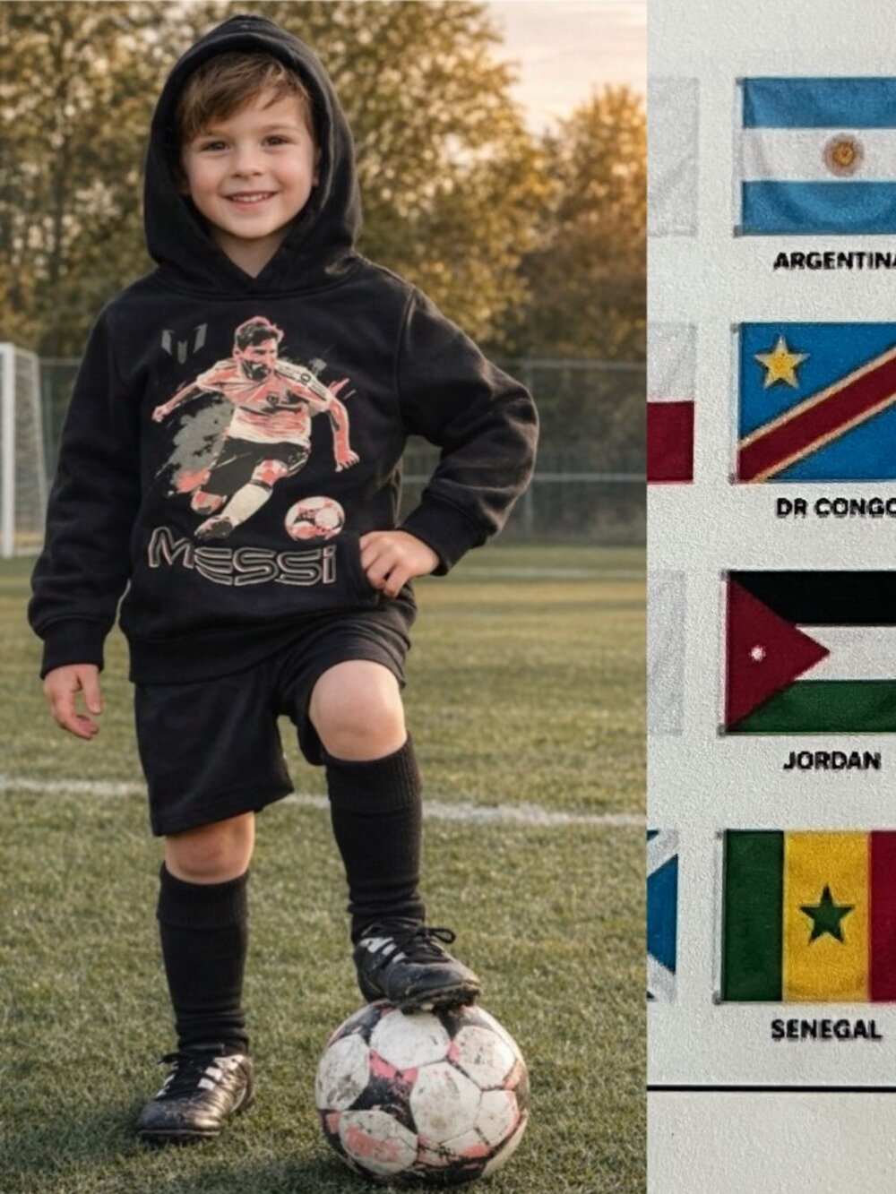 MESSI Kids Black Unisex Hoodie Size 6 Lionel Messi Soccer Inter Miami CF